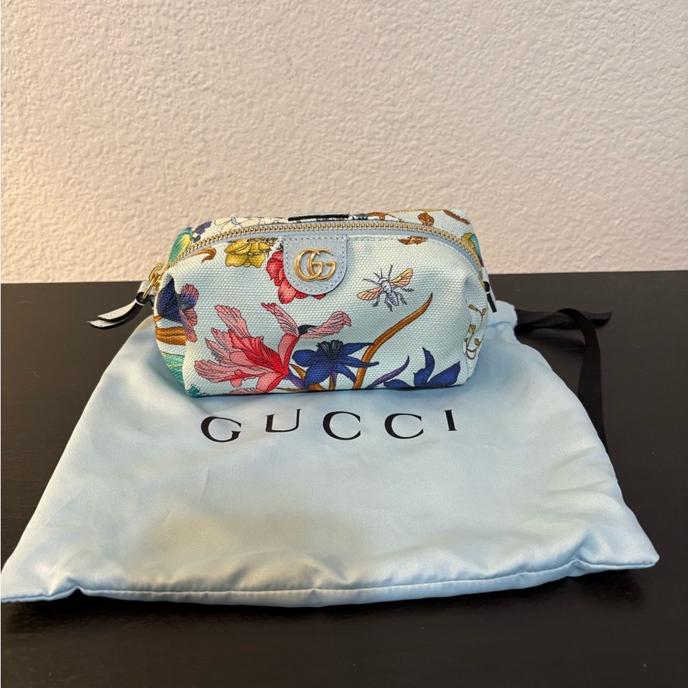 Gucci Blue Floral Cosmetic Bag